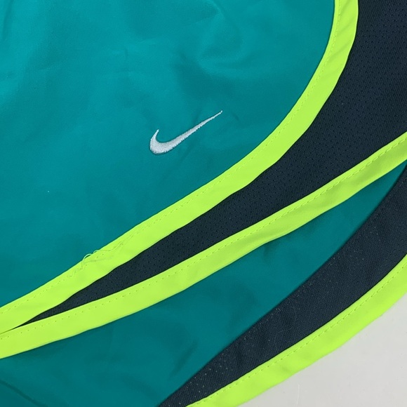 Nike Running Shorts Size Large Teal and neon green Drawstring elastic waist - Picture 3 of 8
